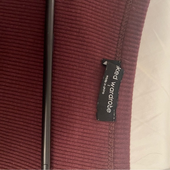 NAKED WARDROBE Ribbed Asymmetric Bodycon
Long Sleeve Mini Dress Chocolate Brown - Picture 4 of 4